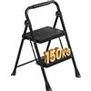 SONGMICS Scaletta Pieghevolea 2 Gradini, Acciaio, 150 kg | Scaletta Cucina, 76,4 x 40,5 x 6,5 cm, Antiscivolo, Casa, Nero, Collezione Brody, GSL302BZ01