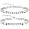 J.Fée 4MM Bracciale Tennis Uomo Argento 925 Braccialetti, 2 Pezzi Tennis Uomo Bracciale con Zirconi Cubici, Bracciali Ipoallergenico Sovrapponibili Braccialetto Regalo Per Uomini