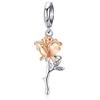 YOAME Charm a forma di rosa, per braccialetti Pandora, in argento Sterling 925, placcato oro, con motivo floreale, per donne e ragazze