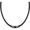Casisto.J Collana in Pelle, Collare Collana, Catena Punk Girocollo, Nero, Acciaio Inox, Viene Fornito in Una Confezione Regalo di Gioielli, per uomo