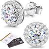 SLLAISS Moissanite Orecchini Argento 925 Brillante Punto Luce Diamante | D Color VVS1 Taglio Halo Orecchino Argento Sterling per Donna Ipoallergenici Piccoli Lobo Brillantini 0.5-2CT