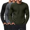 Ficerd Pack da 3 Maglie Termiche Uomo Waffle Maniche Lunghe Collo Crew, Intimo Termico Pullover Casual