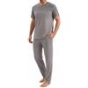 Uniexcosm Pigiama Uomo in Cotone, Completo Due Pezzi con Maglia a Maniche Corte e Pantaloni Lunghi