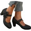 Dasongff Mary Jane - Stiletto con tacco da donna con fiocco a punta rotonda chiusa, con tacco basso, fiocco, a farfalla, chic, vintage, matrimonio, festa, ufficio, scarpe per tutti i giorni