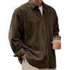 Di Yi Jia1 Camicia da Uomo in Velluto a Coste Stile retrò, Moda Casual, Maniche Lunghe Oversize