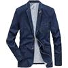Generisch Blazer, giacca sportiva da uomo, slim fit, in jeans, vestibilità normale, casual, da lavoro, con 2 bottoni, stile retrò, classico, con tasche multiple in denim
