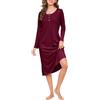 Wikoan Camicia da Notte da Donna in Cotone a Maniche Lunghe S-XXL | Pigiama con Bottoni e Spacco sul Fondo Morbidi per Stare a Casa