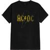 AC/DC Distress Flash Uomo T-Shirt Nero 100% Cotone Regular