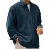 Di Yi Jia1 Camicia da Uomo in Velluto a Coste Stile retrò, Moda Casual, Maniche Lunghe Oversize