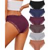 ALL OF SHE 6 Pezzi di Biancheria Intima da Donna in Cotone Brasiliano, Slip in Pizzo Morbido Hipster Sexy Panties Mutande da Donna morbide, Taglie Confezione