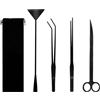 Funnytek Set di strumenti per terrario, 4 in 1, per acquario, kit di base antiruggine per piante acquatiche in acciaio inox, pinzette lunghe, forbici, spatola, set per piante da acquario, set di attrezzi per