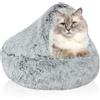 WIYETY Cuccia Morbida per Gatti e Cani di Piccola Taglia, 40 cm, Antiscivolo, Calmante, Rotonda, Grotta in Peluche Con Cappuccio