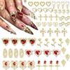 RANYAKE 60pezzi Decorazioni Unghie Nail Art 3D,Metallo Croce Fascino per Nail Art,Decorazioni per Unghie di Alta Qualità,Decorazionis per Unghies con Rose a Forma di Cuore e Strass