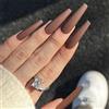 Kaiperala Unghie finte extra lunghe a pressione, 24 pezzi, color caffè, adesive, rimovibili, a copertura totale, in acrilico, per donne e spose, accessori per nail art