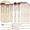 HEYMKGO - Set di pennelli da trucco professionali, 18 pezzi, con borsa da viaggio, per fondotinta, cipria, fard, sfumatura, ombretto, eyeliner, kit di pennelli da trucco