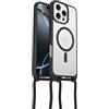 OtterBox Cover React Necklace MagSafe, iPhone 16 Pro Max, Trasparente/Nero | Custodia con MagSafe, sottile, anti urti, con cordino a collana, adattabile, testata a norme MIL STD 810G