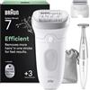 Braun Silk-Épil 7 Epilatore Elettrico Donna, Accessori, 7-241, Argento | Depilatore Corpo Donna Impermeabile, Testina Ampia per Rimozione Peli, Testina Radente Cappuccio Regolatore Rifinitore Bikini