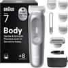 Braun Rasoio Elettrico Corpo Uomo Serie 7, +8 Strumenti, BG7555 Grigio | Cura Corpo, con Tecnologia SkinGuard, Testine SmoothShave & SensitiveTrim, Impermeabile, Rasoio Intimo Uomo, Ricaricabile