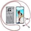 ISOI Cover con Cordino per Nothing Phone 3a Pro, Custodia Trasparente con Collana Tracolla Laccio Collo Ultra Sottile Morbido TPU Silicone Antiurto AntiGraffio Case, Rosa