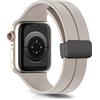 LanQii Cinturino Compatibile con Apple Watch Series 10 42 mm/9/8/7 41 mm/Watch SE 2/1 40 mm, Silicone Morbido Magnetici Sportivo Cinturini per Apple Watch Series 6/5/4 40 mm/3/2/1 38 mm, Frigio