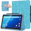 TiMOVO Custodia Universale per Tablet Android 10,1 con Anello per Penna | Azzurro Glitterato, Tutti i Tablet Touchscreen da 9,6-11 Pollici, Cover Leggera e Pieghevole in Piedi, Cinghia a Mano