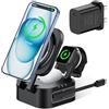 TIMU 15W 3 in 1 Caricatore Wireless per iPhone 17/16/15/14/13/12/Pro/Max/Plus con Magsafe, Stazione Ricarica Apple Wireless Charger Rapida per Apple Watch Ultra 3/11/10/9/8/7/6/SE 3, Nero