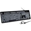 BERGUF Tastiera retroilluminata a LED bianca con stampa grande per Mac, tastiere per computer di dimensioni standard con tastiera numerica compatibile con Apple Mac Pro/Mini, MacBook Pro/Air, iMac (nero