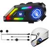 flintronic Casco Moto Auricolare, C5 Cuffie per Caschi da Moto per Persona Singola Wireless 5.3 Impermeabile IPX6 Cancellazione, luci RGB abbaglianti, Per Pilota Singolo