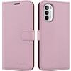 iCatchy Custodia a portafoglio in pelle per Motorola Moto G82 / G52 Flip Kickstand Slot per schede Protezione completa Folio Cover compatibile per Moto G82 / G52 Phone (oro rosa)
