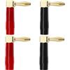 VGOL 4 Pezzi Connettori A Banana Per Altoparlanti Da 90 Gradi Connettore Jack Audio Placcato Oro In Rame Puro Da 4 Mm Per Cavo Per Altoparlanti Ricevitore Audio/video Home Theater 2 Neri E 2 Rossi