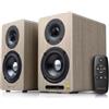 Edifier Airpulse A60 by Edifier Diffusori da Scaffale Hi-Res Desktop, 80W RMS, Noce | Tweeter Planare, Hi-Res, Bluetooth 5.1 AptX HD, Crossover DSP, Ingressi Multipli, Uscita Subwoofer, Cabinet MDF, Telecomando