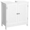 VASAGLE Mobile Sottolavabo a Doppia Anta, 60 x 30 x 60 cm, Armadio da Bagno Autoportante con 2 Ante a Persiana, Ripiano Regolabile, Manici, Stile Scandinavo, Bianco Opaco BBC05WT