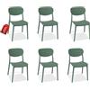 MOHOME Sedia Verde Oliva Polipropilene Set da 6 Premium Quality Impilabili Design Ergonomico Minimalista Dimensioni 79 x 54,5 x 46 cm Interno Esterno Casa Ufficio Bar Ristorante