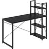 VASAGLE Scrivania, Tavolo per Computer con Ripiani a Destra o a Sinistra, Tavolo da Ufficio 137,2 cm, per Studio, Ufficio a Casa, Montaggio Facile, Nero Ebano LWD049B56