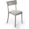 BELLELLI DESIGN - Sedia polipropilene imbottita velluto design moderno per cucina, sala da pranzo e bar - SARETTA con Cuscino(4, Tortora)