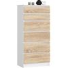 Home Collective Cassettiera con 6 ampi cassetti, larghezza 60 cm, altezza 130 cm, cassettiera camera da letto corridoio soggiorno organizer cassettiera credenza in legno, in bianco sonoma