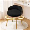 Hellove Sedia Trucco Girevole 360° in Velluto con Piedini Oro, Sgabello per Toeletta Trucco Rotondo, Pouf Poggiapiedi Pivotante con Schienale Curvo e Seduta Imbottita, Sgabelli per Camera, Nero