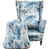 Highdi 2 Pezzi Copripoltrona con Orecchie Elasticizzato, Foglie Fiore Copridivano da 1 Posto con Fodera per Cuscino,Lavabile Rimovibile,per Soggiorno Camera da Letto Reception (Vita Semplice)