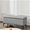 Shally Dogan Pouf Cassapanca Premium con Rivestimento in Ecopelle Design Moderno Luxury, Pouf Poggiapiedi per Camera da Letto, Soggiorno, Salotto, Panca Sgabello con Piedini in Metallo (Grigio Chiaro)