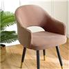 Mswborml Curvo Coprisedia Poltroncina con Braccioli 2/4 Pezzi, Universale Coprisedia con Schienale Curvo, Elasticizzato Fodera Poltroncina Sedia, Elegante Fodere Coprisedie Cucina Lavable,D,4PCS