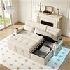 Wyibwy Divano angolare a L con LED e porte USB,portabicchieri,divano a 3 posti con funzione letto,divano modulare con spazio di archiviazione,divani trasformabile con schienale regolabile,ciniglia(Beige)