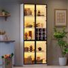 VIVCA Vetrina 80 x 35 x 200 cm, vetrina in vetro con ante a LED, armadio alto, libreria, vetrina per vino, elegante credenza con doppie porte, scaffale in vetro e supporto per vino