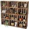 Teramico Scatole in legno vintage, 40 x 30 x 25 cm, fiammate, per vino e frutta, set da 6 pezzi