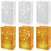 Kleemeiero 30 Sacchetti per Candele Lanterne di Carta Bianco Sacchetti di Carta per Candele Sacchetti Ignifughi per Candele con 3 Forme di Cuore, Fuochi Artificiali,Farfalle per Feste Matrimoni Natale