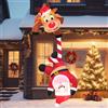 Danxilu Renna Gonfiabile Natale Esterno Che Traina Babbo Natale 210cm | Gonfiabili Natalizi Esterni Decorazione Gigante con Luci LED per Giardino Feste Prato Cortile Tetto