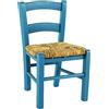 Liberoshopping SEDIOLINA BABY IN LEGNO CON SEDUTA IN PAGLIA, sedia per bambino (Blu, Faggio)