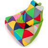 Ecopuf - Pouf Keiko Patchwork Poltrona da Esterno Impermeabile - Pouf Imbottito in Palline di Polistirolo - Relax Soggiorno - M - 100x80x85 cm, Verde Nc1
