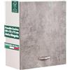 Shally Dogan Pensile da Cucina a Parete, Armadio Sospeso in Legno con Anta Singola 1 Ripiano e 2 Scomparti, Armadietto da Muro Spazioso e Resistente, Dimensioni 60 x 32 x 72H cm (Cemento)