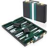 Vehipa Valigetta Backgammon 38x24cm Set Completo Portatile 2 Giocatori (Verde) | Set Completo Pedine, Dadi E Bicchieri; Accessori Completi, Portatile Da Viaggio, Maniglia per Il Trasporto, Per Adulti