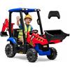 Mondial Toys JCB Escavatore Elettrico per Bambini 24V 4 in 1 - Trattore Escavatore Cavalcabile con Telecomando Parentale, Benna Frontale, Braccio Posteriore, Sedile Girevole e Ammortizzatori Rosso
